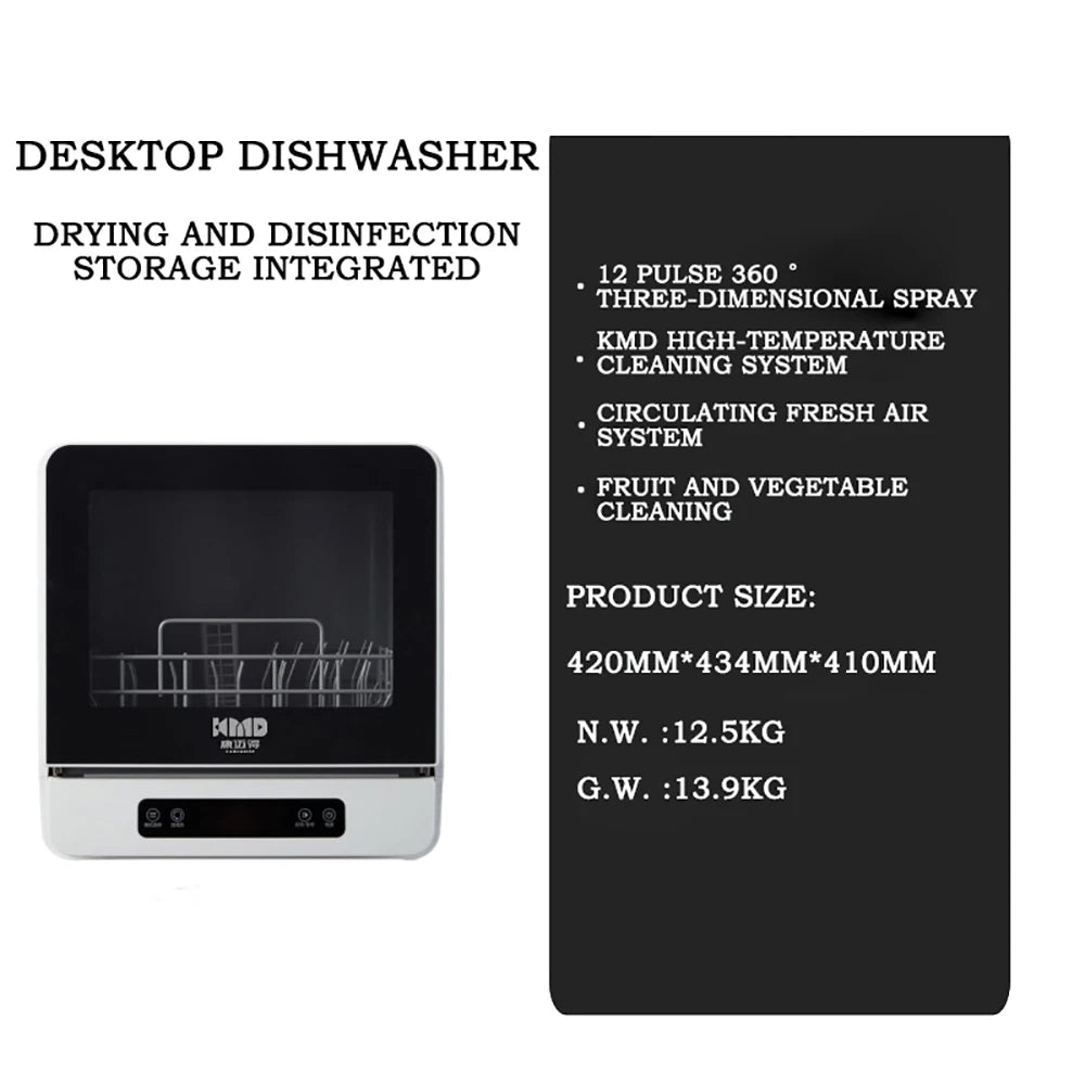 Kitchen Intelligent Lavavajillas Dishwasher Automatic Portable Disinfection Dishwasher Countertop