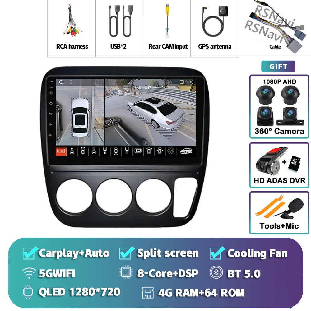 Android 14 Carplay Auto Car Radio For Honda CRV CR-V 1997-2001 Multimedia Video Player GPS Navigation Autoradio Stereo 2 Din DSP