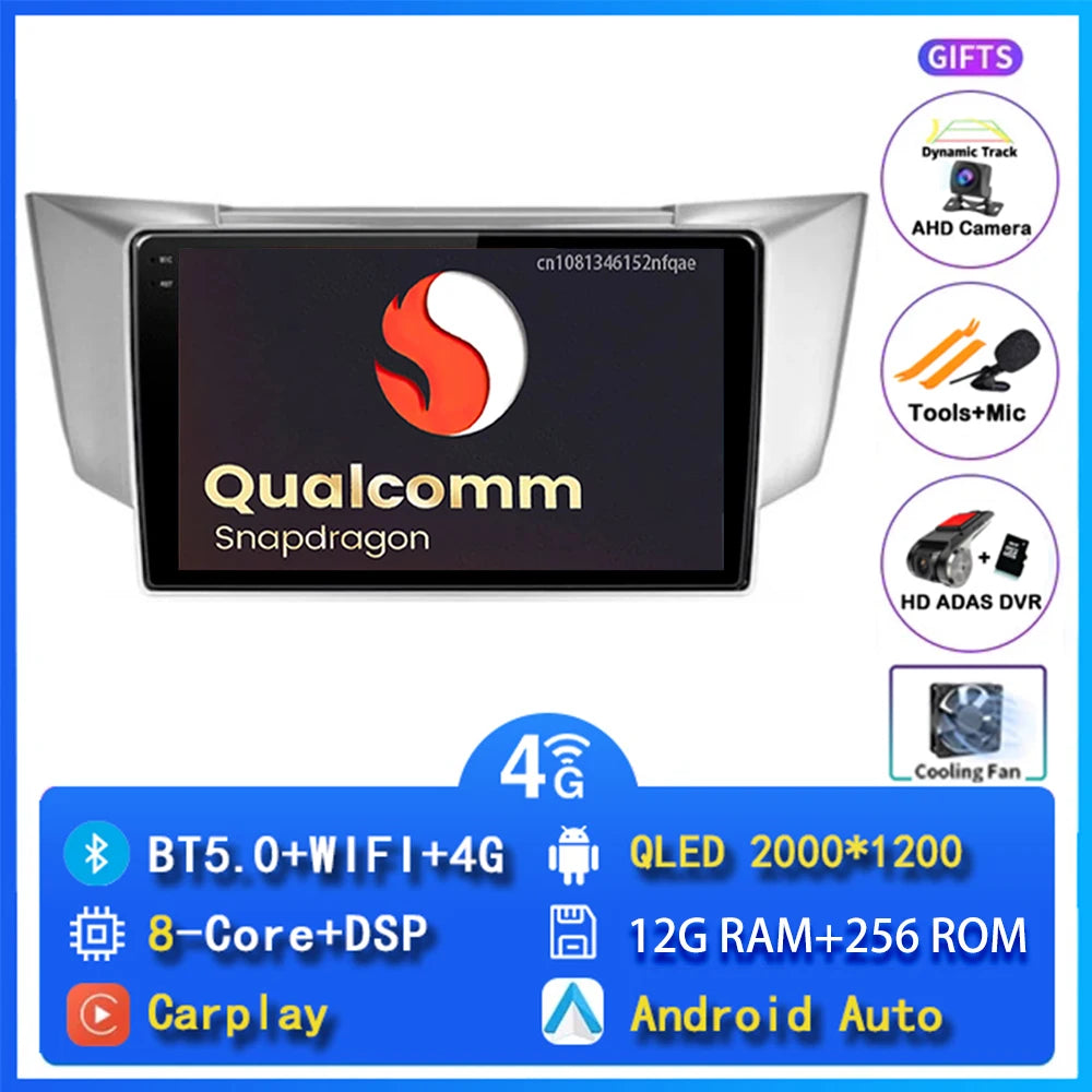 Android 14 wifi+4G Carplay AUTO Car Radio For Lexus RX300 RX330 RX350 RX400H 2003 -2009 Navigation GPS Player Stereo Multimedia