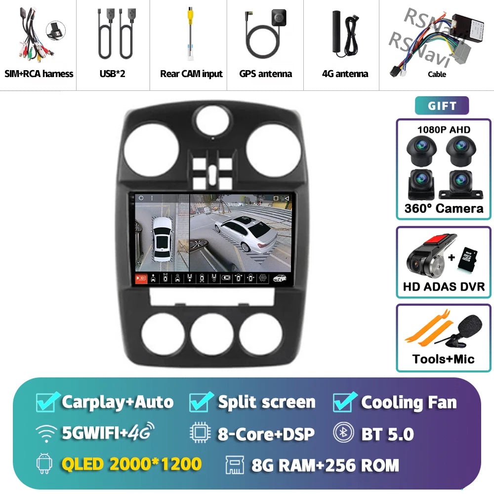 Android 14 Carplay For Chrysler PT Cruiser 2000-2010 2 Car Radio Multimedia Player Din GPS Navigation Autoradio Stereo Head Unit