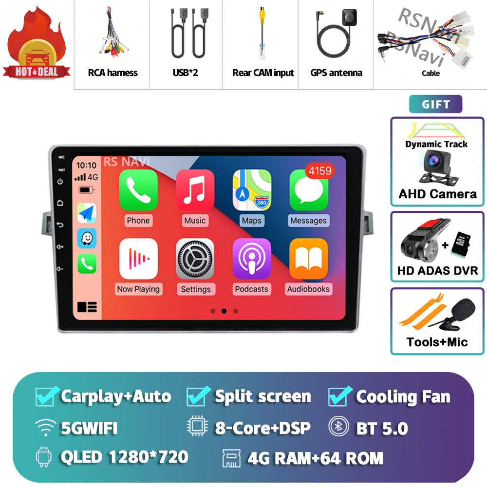 Android 14 Car radio Navigation Multimedia Player For Toyota Verso 2010 2011 2012 2013 2014 2015 2016 Carplay Auto Stereo video