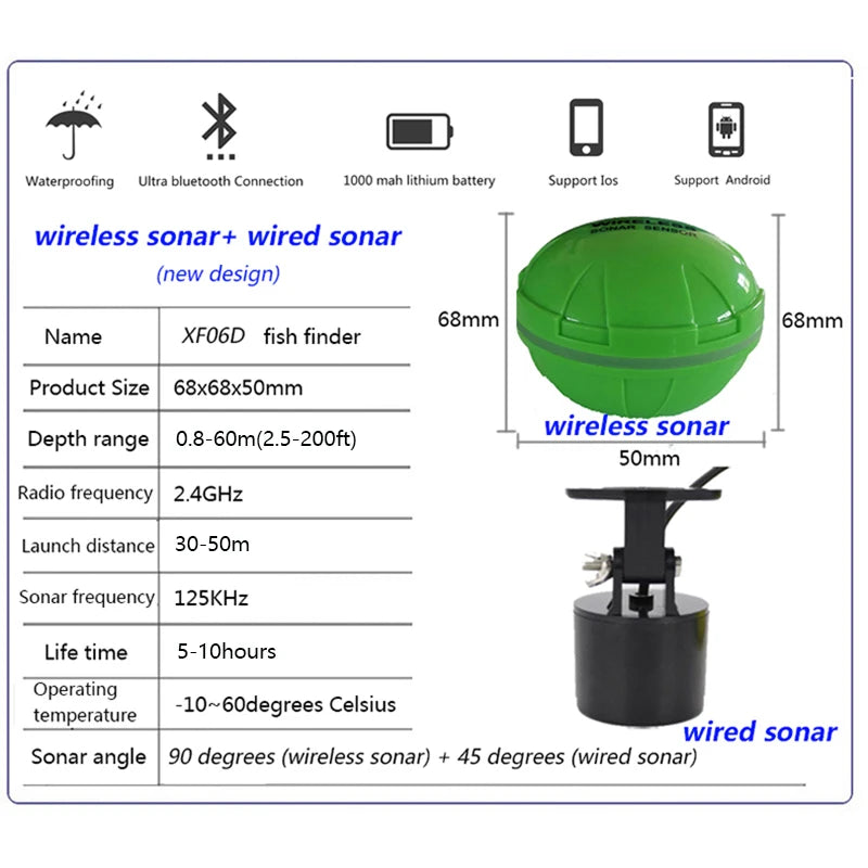 2025 New Design Brand New Smart Phone Fish Finder Sonar Android & IosFish Finder Bluetooth Intelligent Fish Visual Fishing