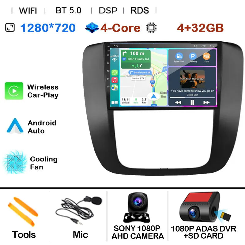 Android 14 Car Radio Multimedia For GMC Yukon 3 GMT 900 for Chevrolet Tahoe 3 III GMT900 2007 -2014 9" Screen Carplay Stereo GPS