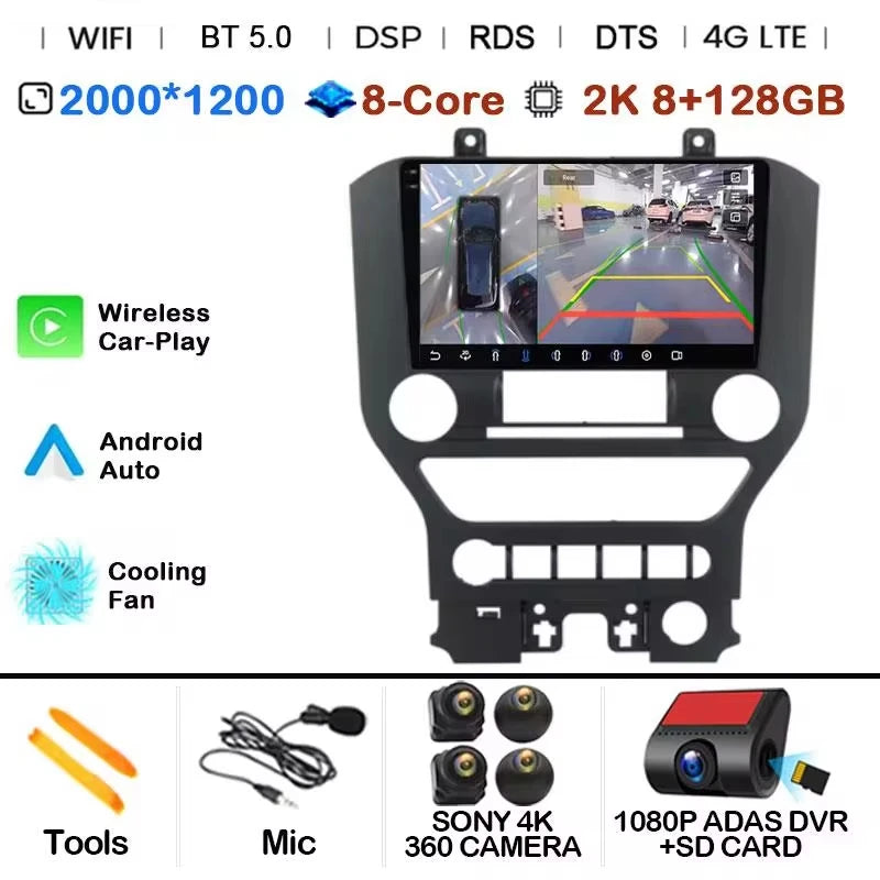Android 14 9'' Car Radio For Ford Mustang 6 VI S550 2014 - 2021 Auto Carplay Multimedia Vedio player Navigation GPS 4G WIFI GPS