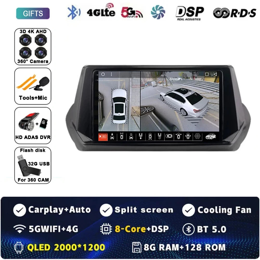 Android 15 Carplay Auto For Peugeot 2008 208 2019 2020 2021 2022 Car Radio Multimedia Video Player Navigation GPS No 2Din 2 Din