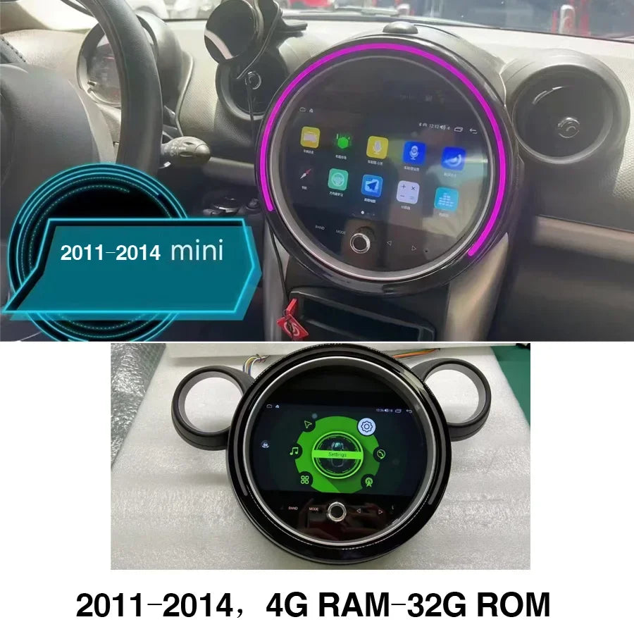 Carplay 8G+256G 9'' Android 14.0 Car multimedia Player Navigation GPS 4G LTE Stereo Radio For BMW MINI F54-F57 R55-R61 2007-2018