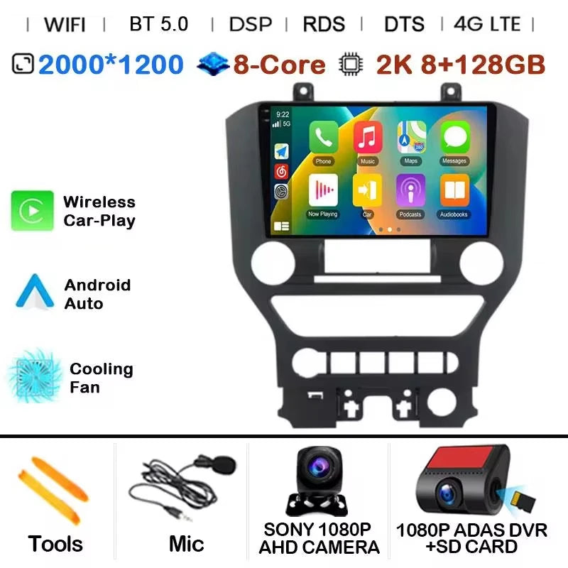 Android 14 9'' Car Radio For Ford Mustang 6 VI S550 2014 - 2021 Auto Carplay Multimedia Vedio player Navigation GPS 4G WIFI GPS
