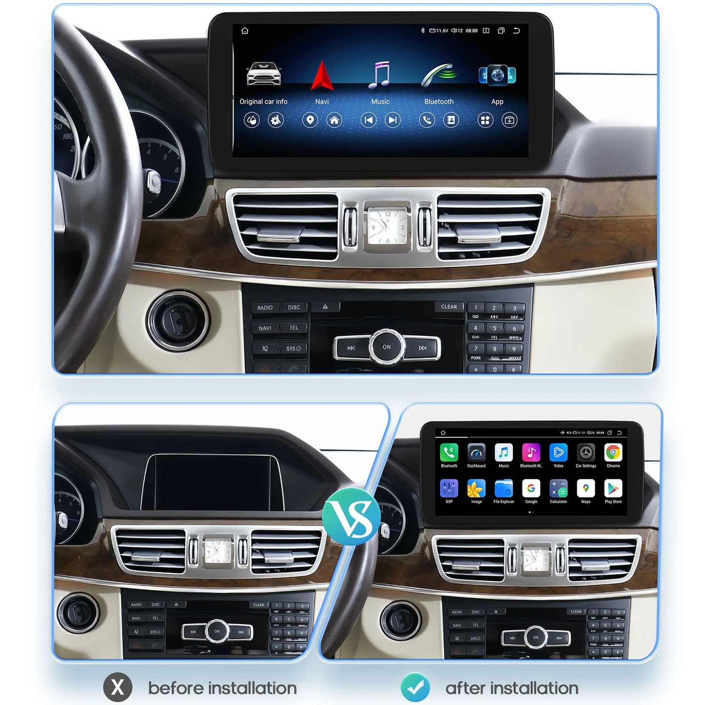 8 Core Android System Car GPS Navi Screen For Mercedes W212 2009-2016 WIFI SIM 8GB+256GB BT Carplay IPS Screen Multimedia Player