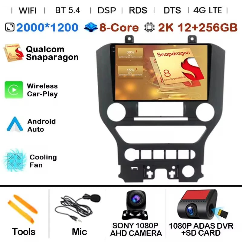 Android 14 9'' Car Radio For Ford Mustang 6 VI S550 2014 - 2021 Auto Carplay Multimedia Vedio player Navigation GPS 4G WIFI GPS