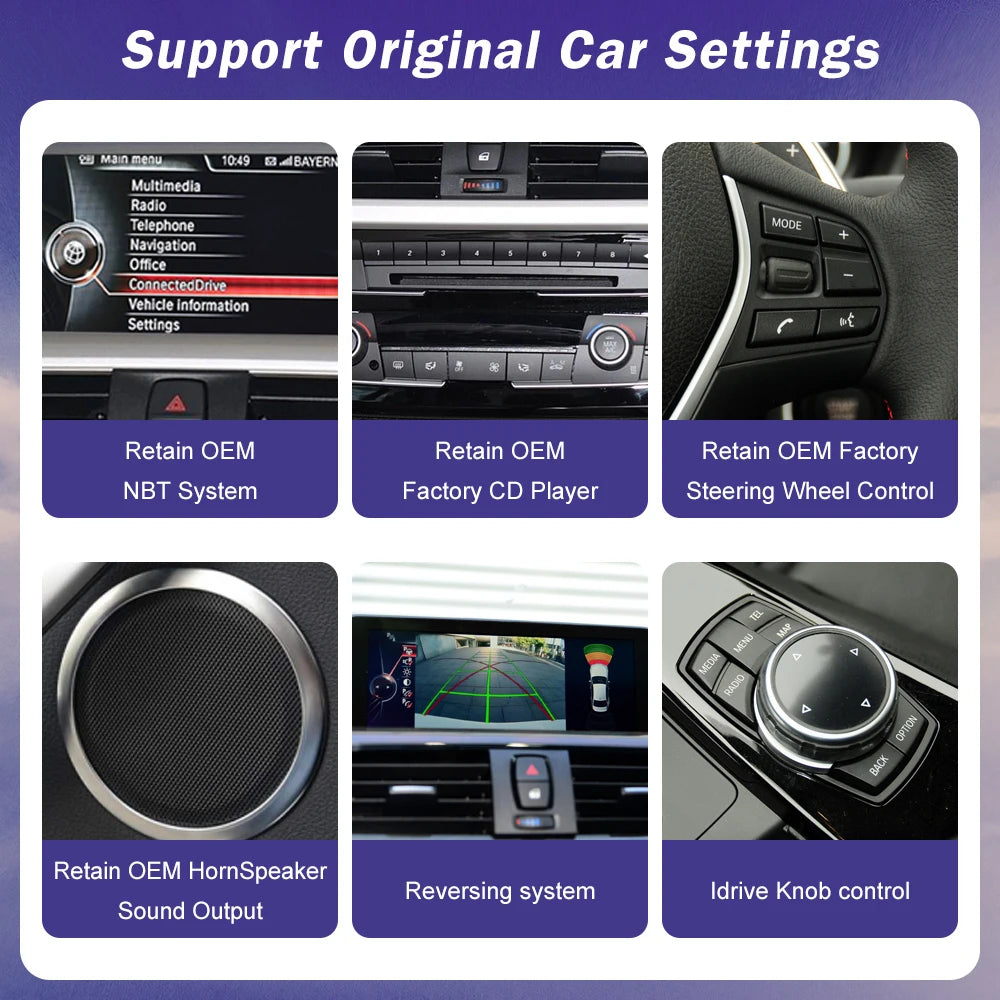 1920*720 Multimedia Touch Screen For BMW 1/2/3/4 Series F20/F21/F22/F30/F31/F33/F34/F36 Android Auto NBT System Wireless Carplay