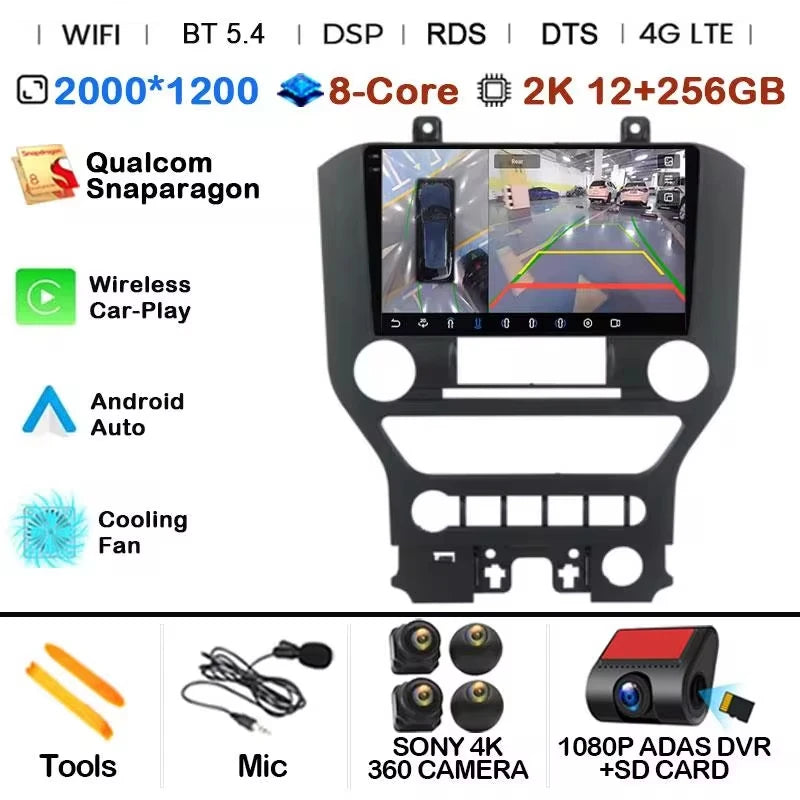 Android 14 9'' Car Radio For Ford Mustang 6 VI S550 2014 - 2021 Auto Carplay Multimedia Vedio player Navigation GPS 4G WIFI GPS