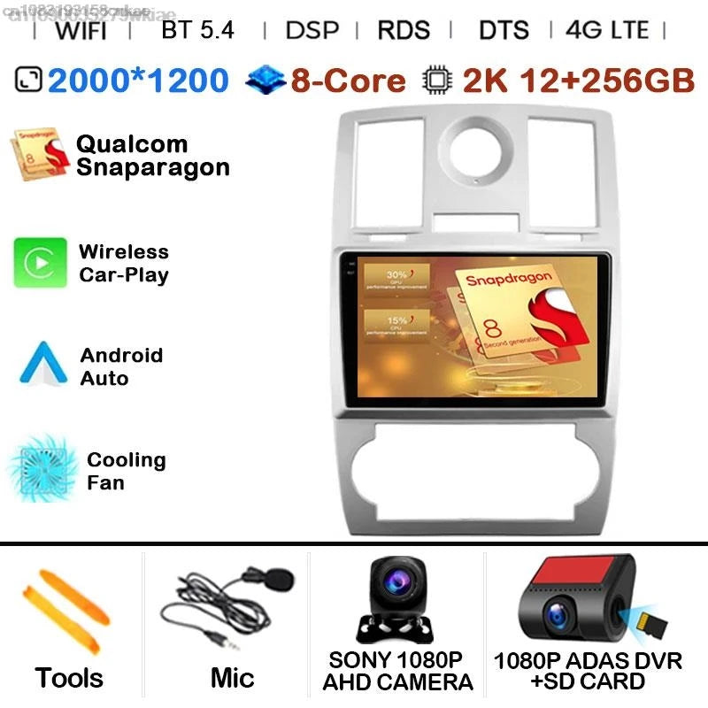Android 14 For Chrysler 300/300C 2004-2011 Car Radio Stereo Wifi Navi Multimedia Video Player Autoradio 2Din 9in GPS Navi Maps