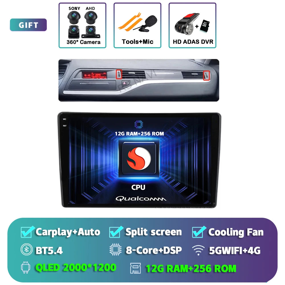 Android 14 Carplay Car Radio Multimedia For Citroen C5 2008 2009 2010 -2017 navigation video DVD Autoradio Stereo 2din Head Unit