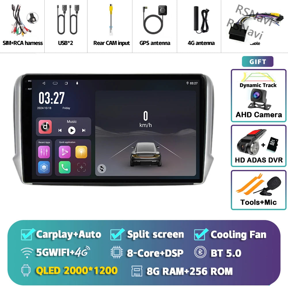 Android 14 Navigation Multimedia Player For Peugeot 2008 208 Series 2012 2013 2014 - 2018 Carplay Auto Stereo BT video Car radio