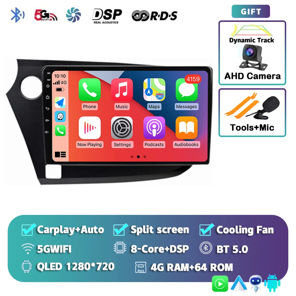 Android 14 Carplay Auto Car Radio Multimedia Player For HONDA INSIGHT 2009-2014 Navigation Autoradio GPS Stereo 2din Head Unit