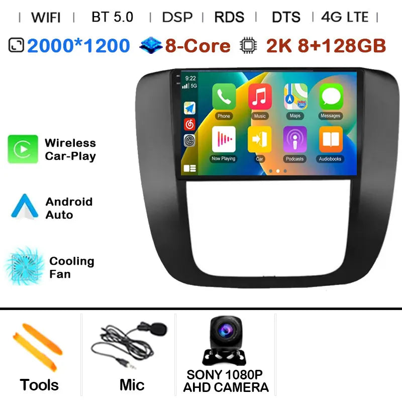 Android 14 Car Radio Multimedia For GMC Yukon 3 GMT 900 for Chevrolet Tahoe 3 III GMT900 2007 -2014 9" Screen Carplay Stereo GPS