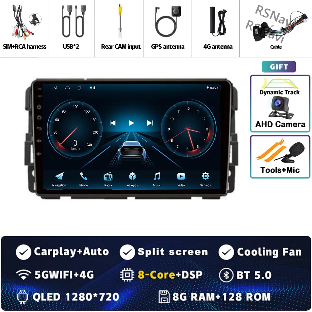 Android 14 Carplay Car Radio for Chevrolet Silverado Impala GMC Yukon Acadia Sierra Multimedia Video Player Navigation Stereo BT
