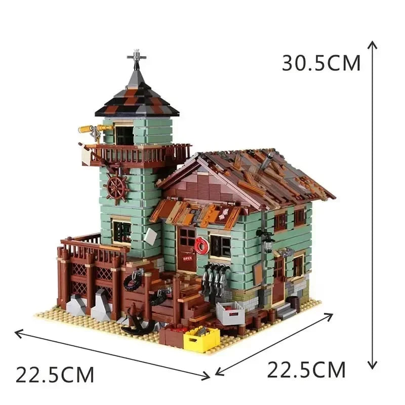 2049 PCS Old Fishing Store Model Building Blocks Bricks Birthday Christmas Gift Toys Compatible With 21310