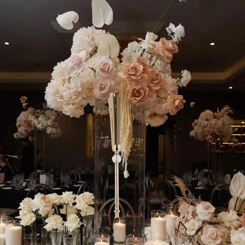 1/2/4/6/10pcs Wrought iron candlestick Home Decoration Wedding Road Fower Guide Wedding Desktop Center Vase Christmas decoration