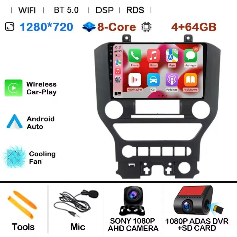 Android 14 9'' Car Radio For Ford Mustang 6 VI S550 2014 - 2021 Auto Carplay Multimedia Vedio player Navigation GPS 4G WIFI GPS