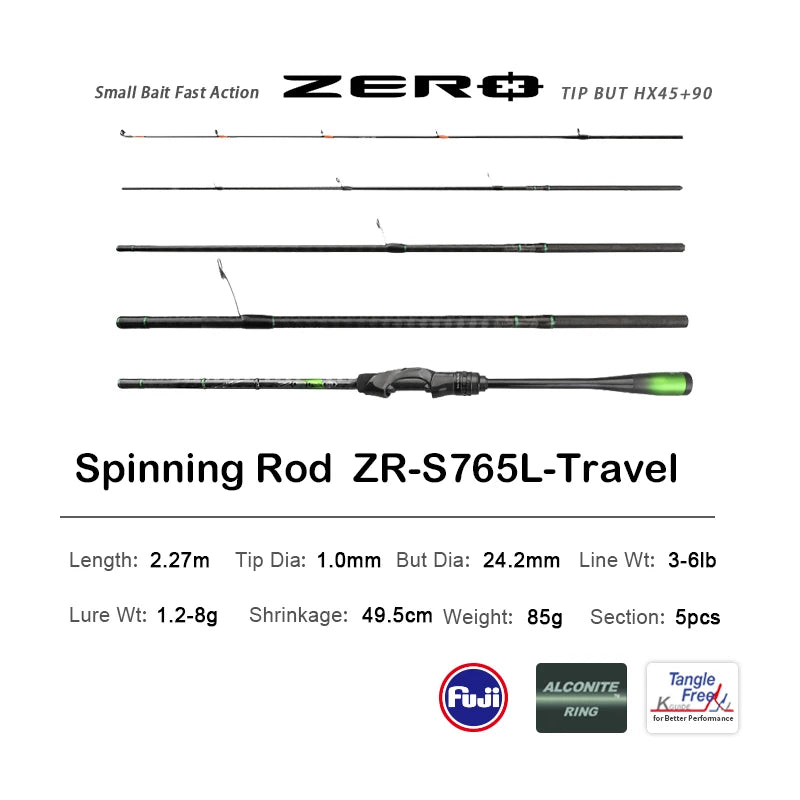 PURELURE ZERO Small Bait Light High Carbon Long Throwing Rod Rock Fishing Spinning Trout Rod BFS Fishing Casting UL Stream Bass