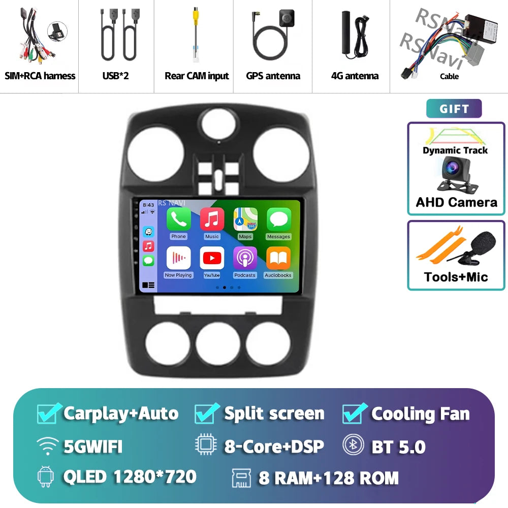Android 14 Carplay For Chrysler PT Cruiser 2000-2010 2 Car Radio Multimedia Player Din GPS Navigation Autoradio Stereo Head Unit