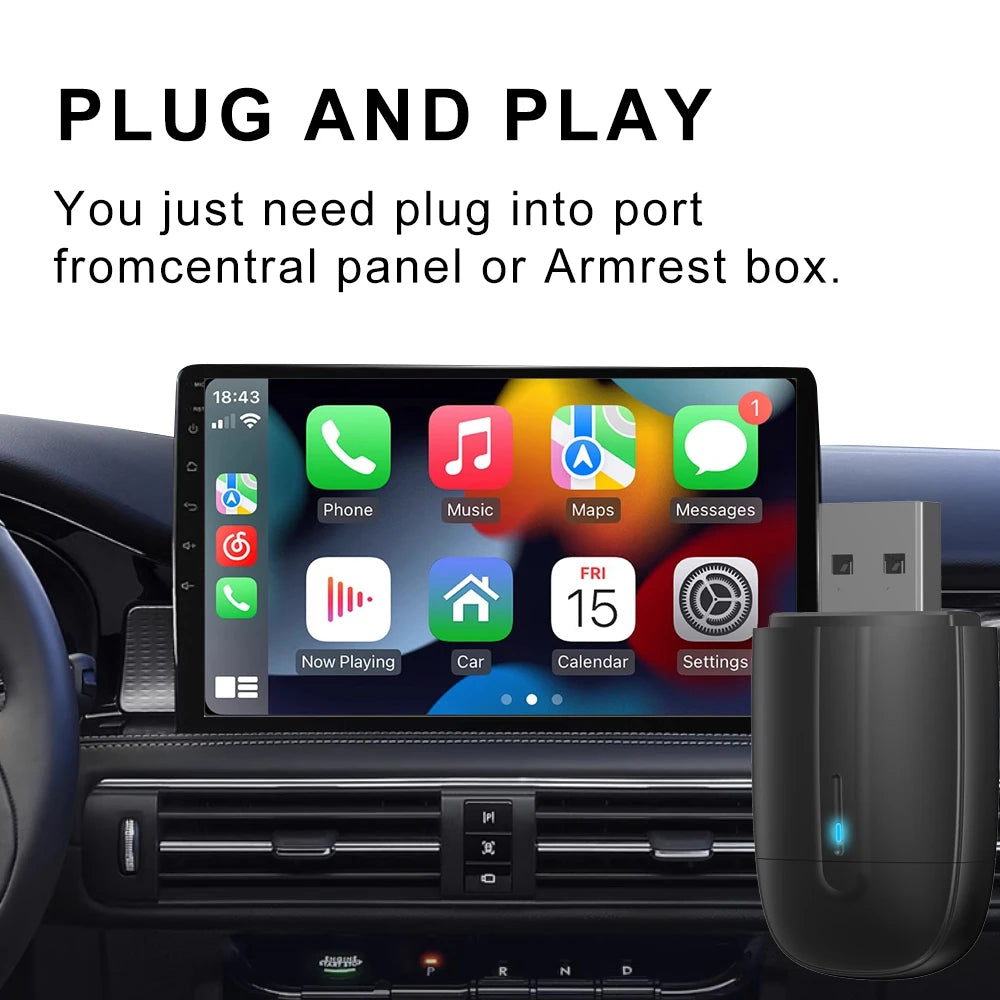 NEW Wireless CarPlay Android Auto Smart Mini Box USB Type-C Plug&Play WiFi Fast Connect Compatible with 98% Cars Carplay Adapter