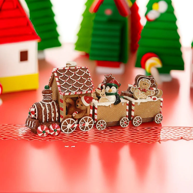 Christmas Train Ornament Gingerbread Man Xmas Christmas Atmosphere Desktop decoration holiday parties Christmas Children Gift