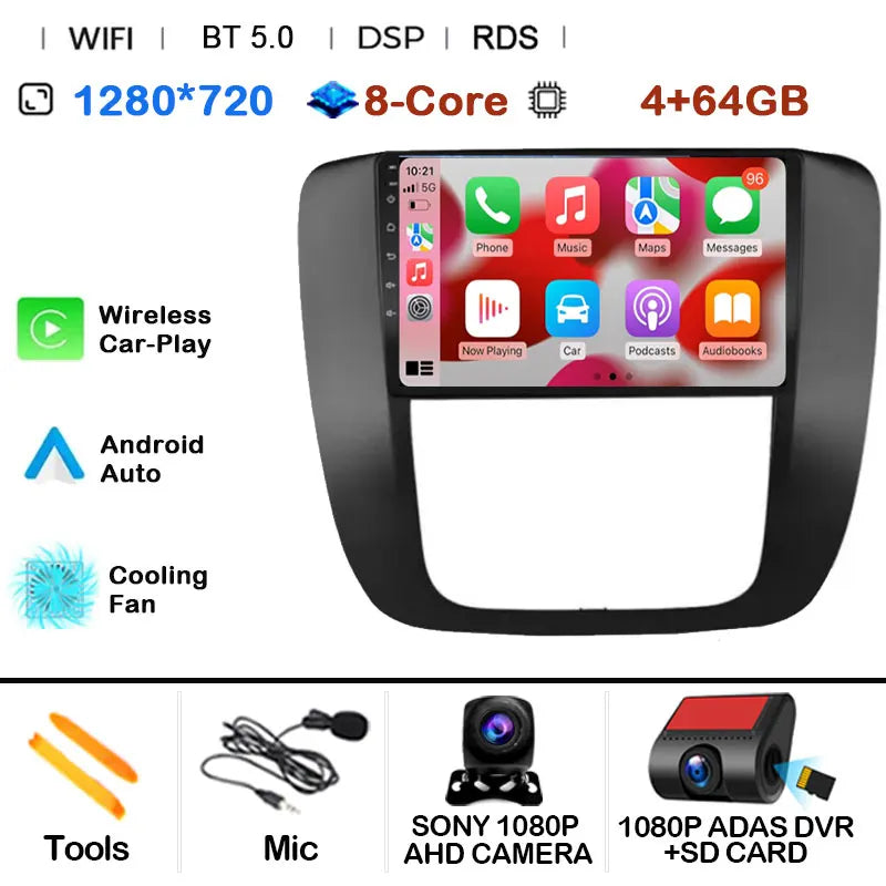 Android 14 Car Radio Multimedia For GMC Yukon 3 GMT 900 for Chevrolet Tahoe 3 III GMT900 2007 -2014 9" Screen Carplay Stereo GPS