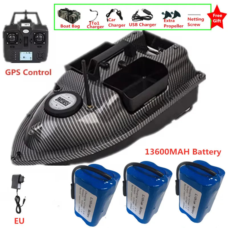 16 GPS Return Nesting Sonar Fish Finder RC Bait Boat 500M 2KG LCD Screen Waterproof Correction Yaw Remote Control Fishing Boat