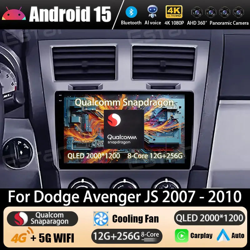 Android 15 Car Radio For Dodge Avenger JS 2007 - 2010 For Dodge Nitro 2006 - 2011 Multimedia Stereo Player NAVI DSP GPS QLED RDS