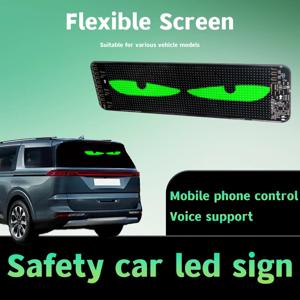 LED Car Front Rear Windshield Glass Light USB Car Demon Eyes Flexible Display Screen Light DIY Programmable for Store/Bar/Trucks