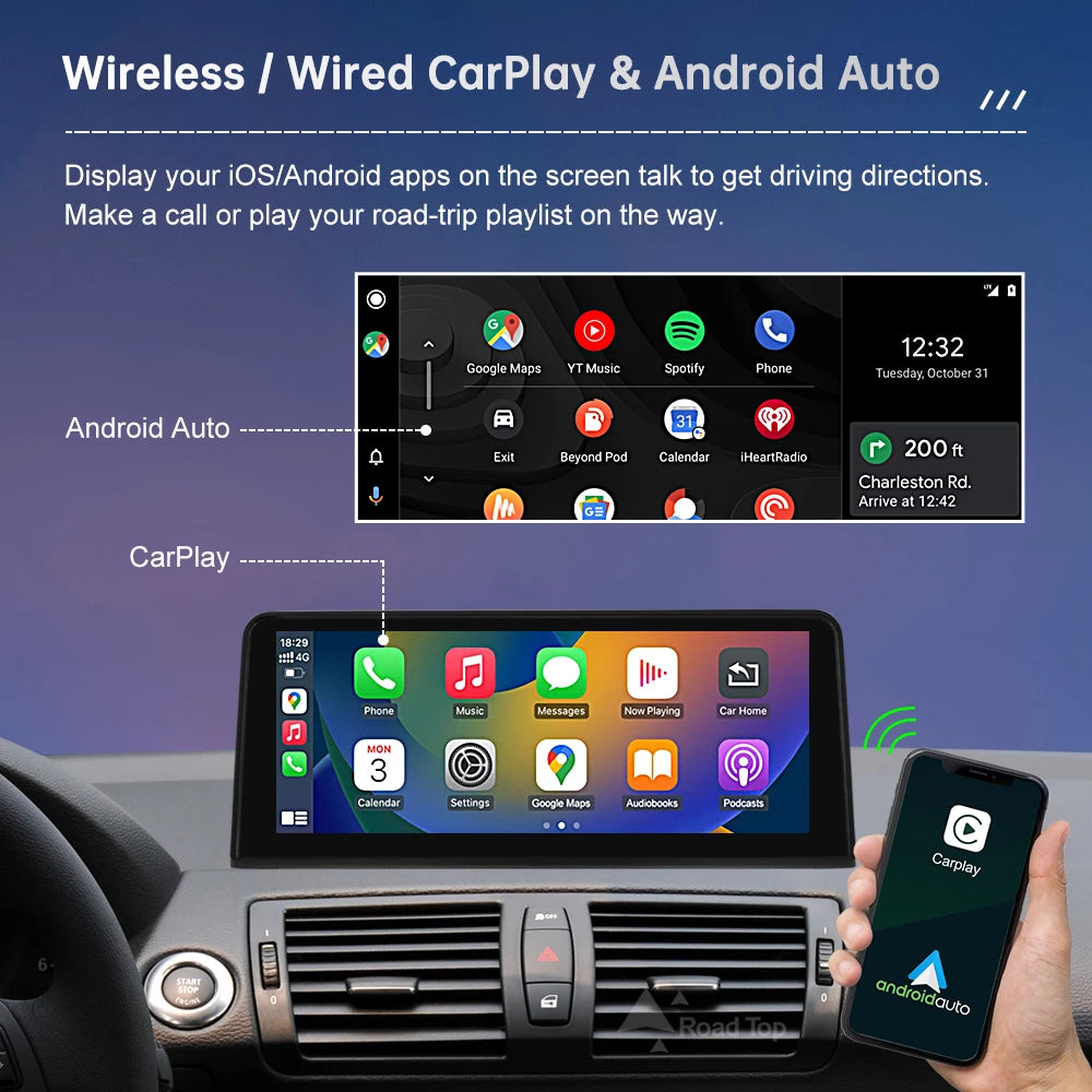 Wireless CarPlay Android Auto Car Multimedia Screen For BMW 1 Series E81 E82 E87 E88 CCC CIC System Touch Display Car Radio