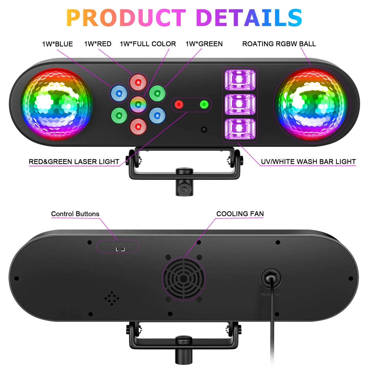 U`King 30W Mini Stage Disco Light Rotating Magic Ball Light With Bracket Remote Control Stage Lighting For KTV Christmas Party