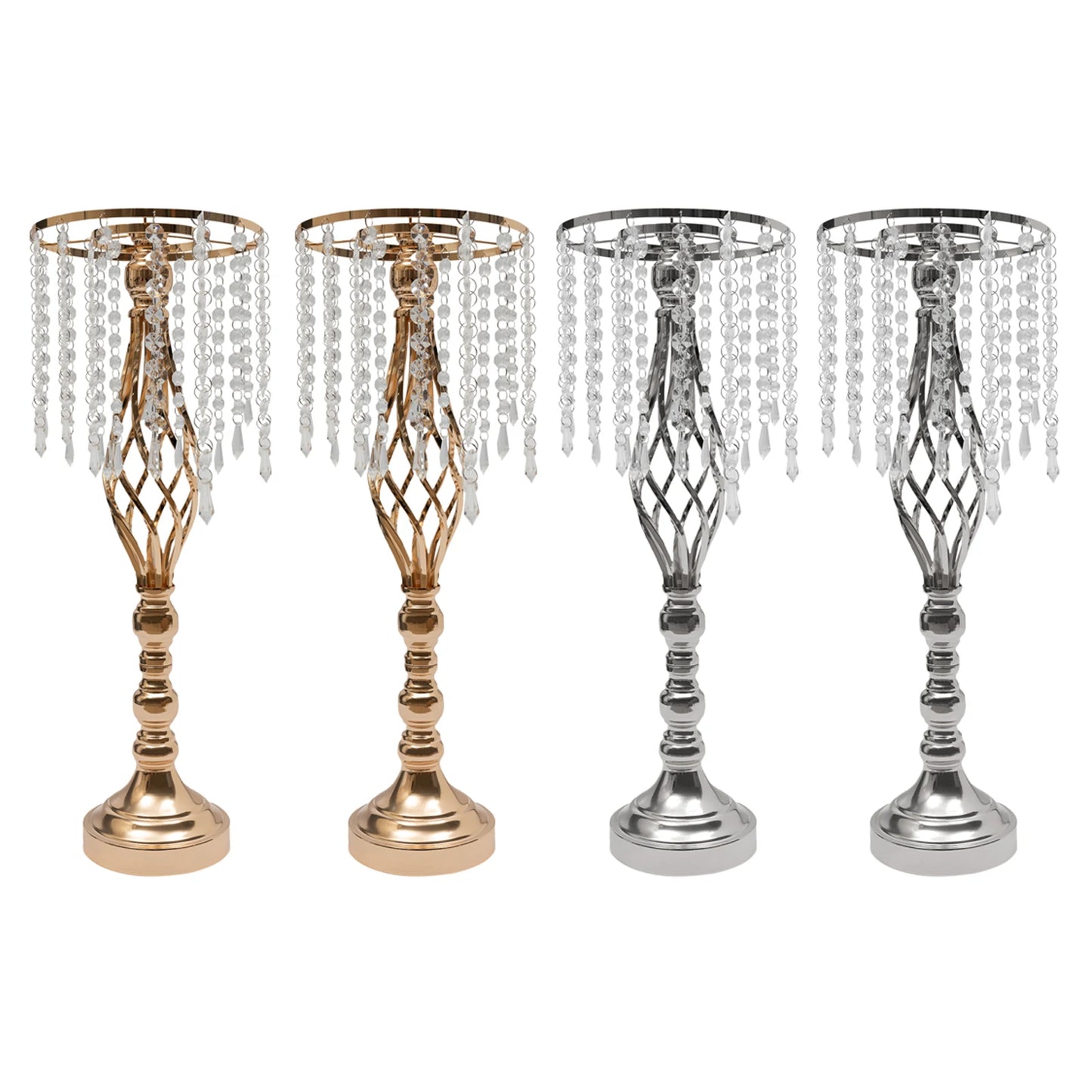 10pcs Crystal Flower Stand Wedding Centerpiece Crystal Metal Flower Vase for Reception Tables Wedding Supplies Gold/Silver