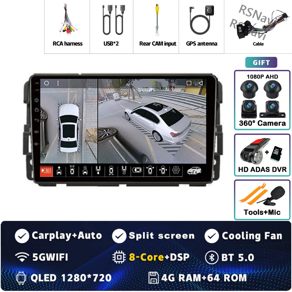 Android 14 Carplay Car Radio for Chevrolet Silverado Impala GMC Yukon Acadia Sierra Multimedia Video Player Navigation Stereo BT