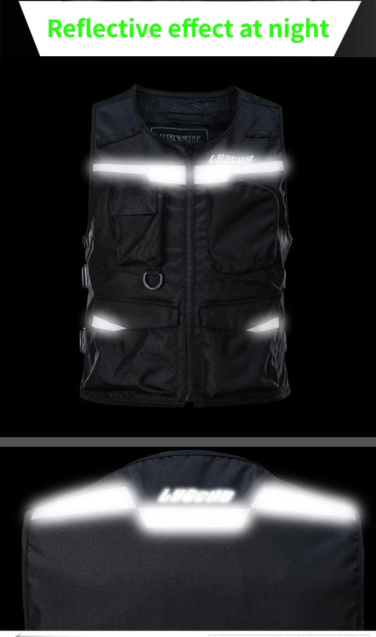 LYSCHY Motorcycle Reflecting Vest Winter Reflective Bike Jacket Men Motocross Riding Equipment with Protective Gear Safety Vest