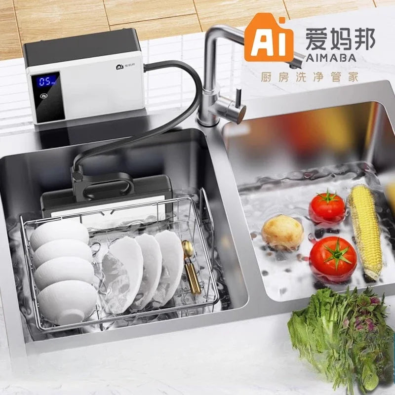 220V AimaBang Ultrasonic Dishwasher Small Automatic Portable No Installation Kitchen Sink Integrat