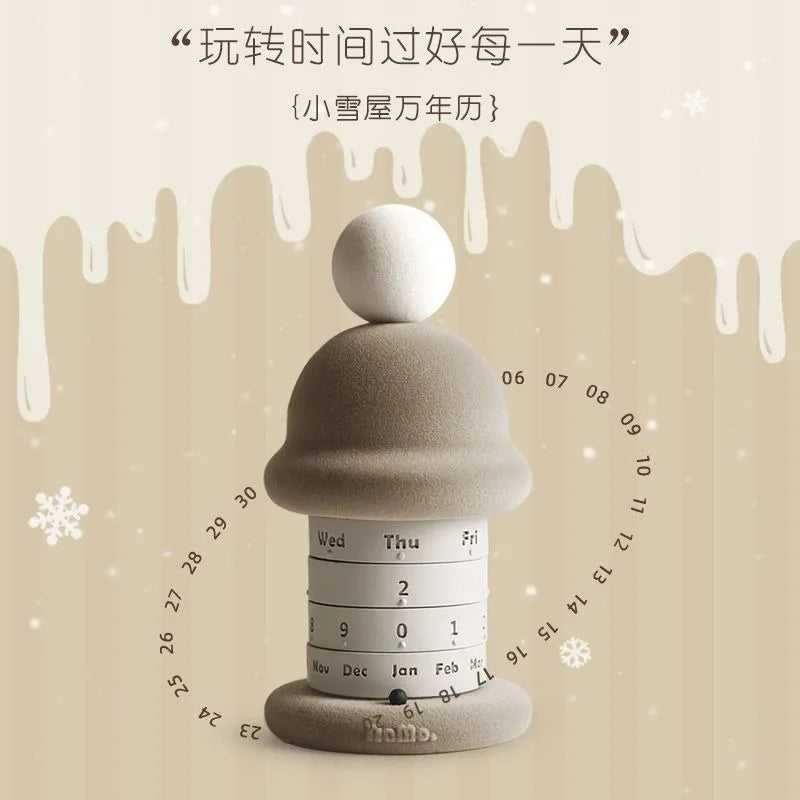 Small Snow House Perpetual Calendar Study Christmas Gift Niche High-end Ornaments Home Decor Christmas Decoration Kawaii Decor