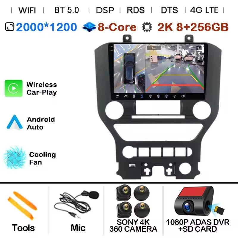 Android 14 9'' Car Radio For Ford Mustang 6 VI S550 2014 - 2021 Auto Carplay Multimedia Vedio player Navigation GPS 4G WIFI GPS