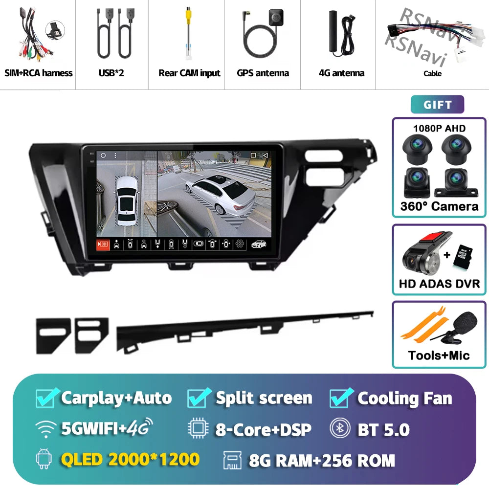Android 14 Carplay Auto Car Radio For Toyota Camry 8 XV 70 2017 2018 2019 2020 Navigation Video Player Multimedia Stereo DSP GPS