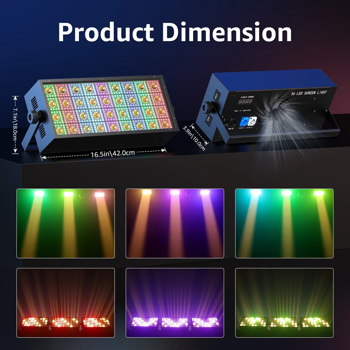 U'King 220W Screen Lights 36RGB Single Point Control Wash Lights Square Curtain Effect Stage Lights For DJ Disco Christmas Party