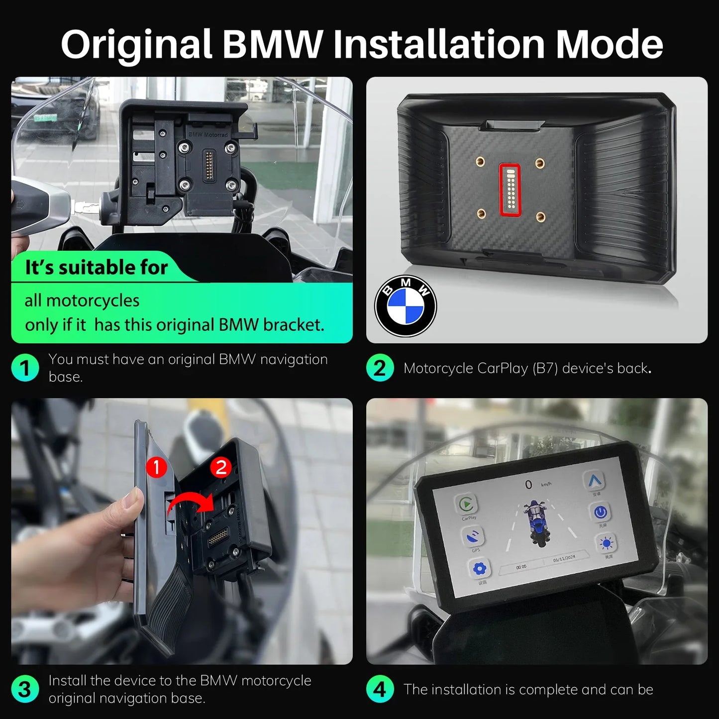 7 Inch Android Auto Carplay for Bmw Motorcycles GPS Screen Wireless Navigator Carplay Screen Motorcycle Waterproof Display