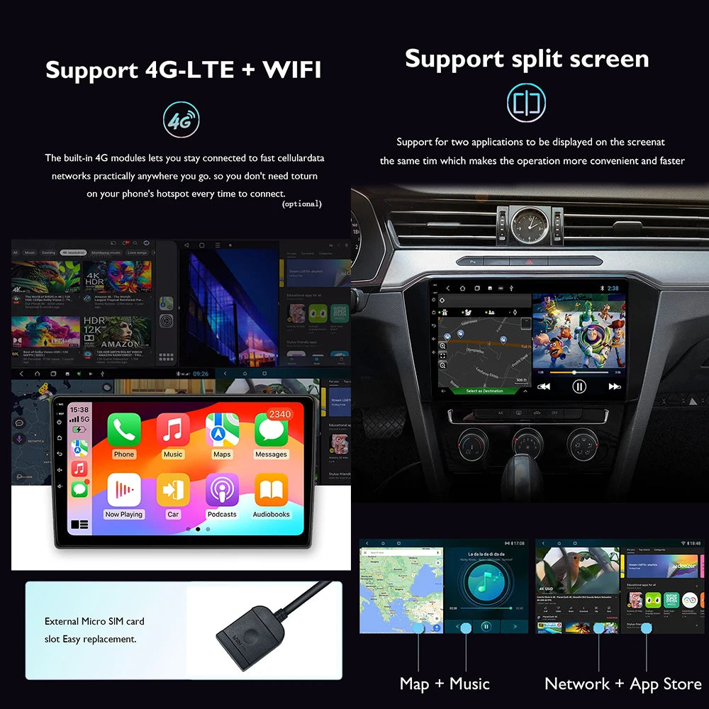 Android 14 Multimedia Player For Toyota Camry XV40 2005 - 2011 Wireless Carplay Auto Radio Car Radio 4G Navigation GPS RDS DSP