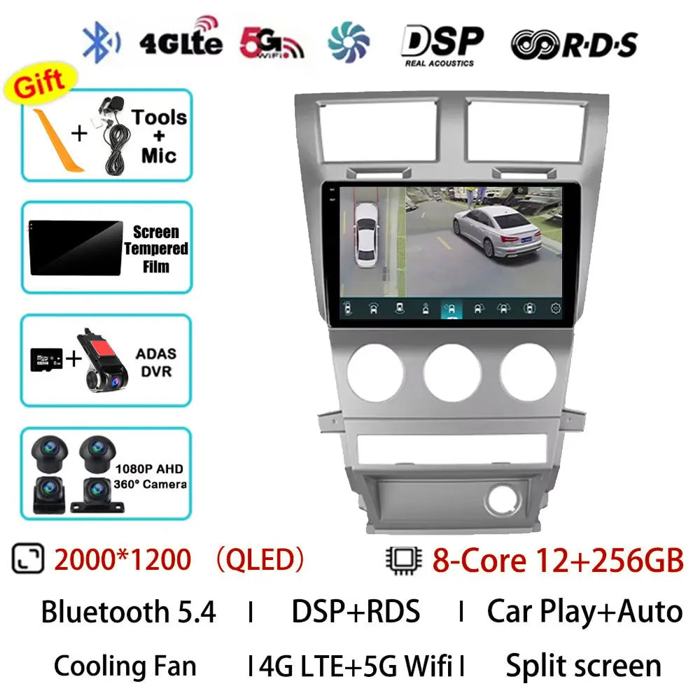 Android 15 Car Radio For Dodge Avenger JS 2007 - 2010 For Dodge Nitro 2006 - 2011 Multimedia Stereo Player NAVI DSP GPS QLED RDS