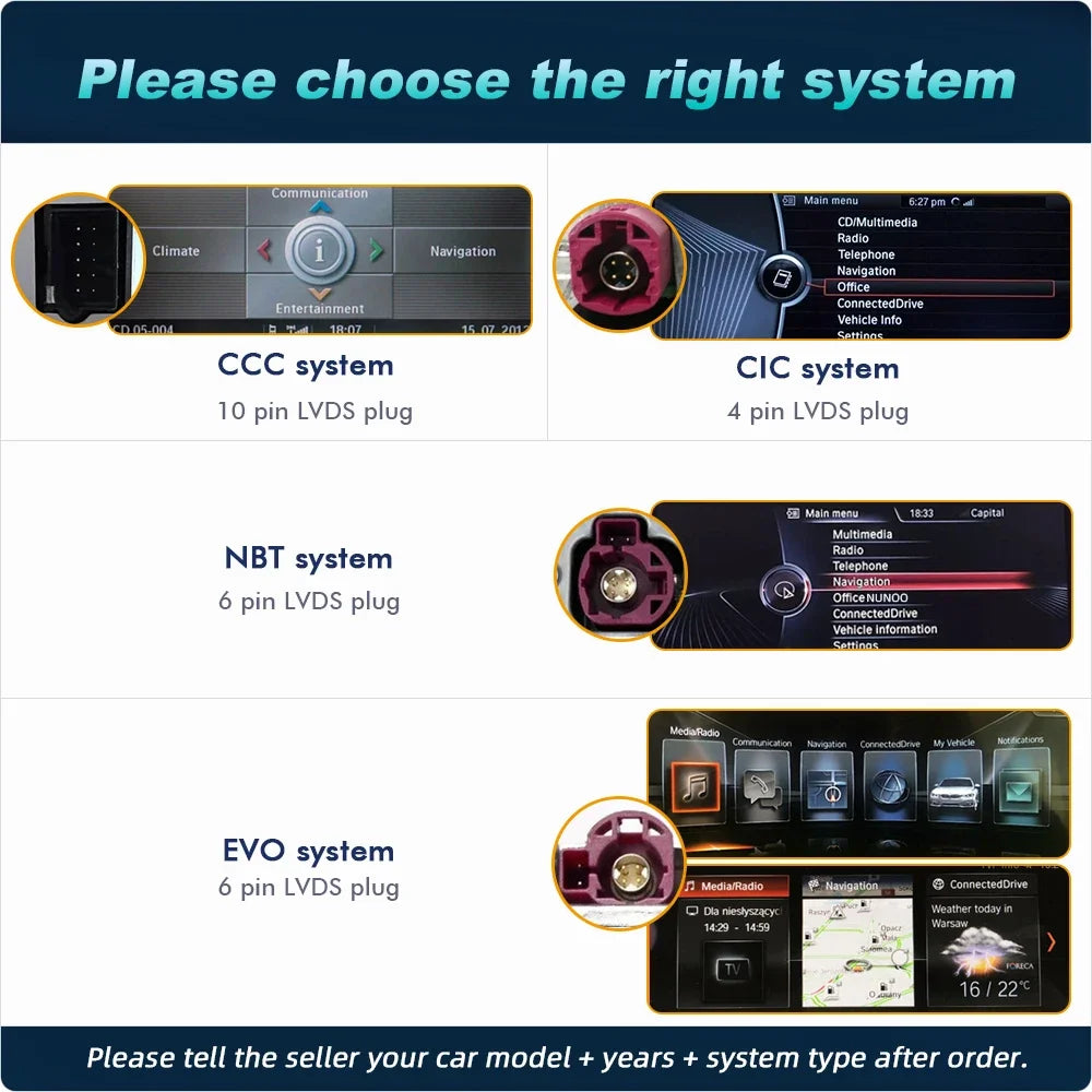 Android 14 Wireless Carplay Auto Radio Touch Screen For BMW 1 2 3 4 Series F20 F21 F22 F30 F31 F32 F33 F34 Multimedia Player GPS