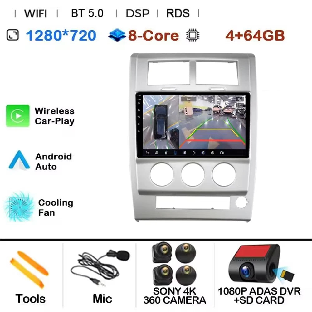 Android 14 Carplay+Auto For Jeep Cherokee KK Liberty 2007 - 2012 Car Radio Multimedia Video Player Navigation GPS 4G Autoradio