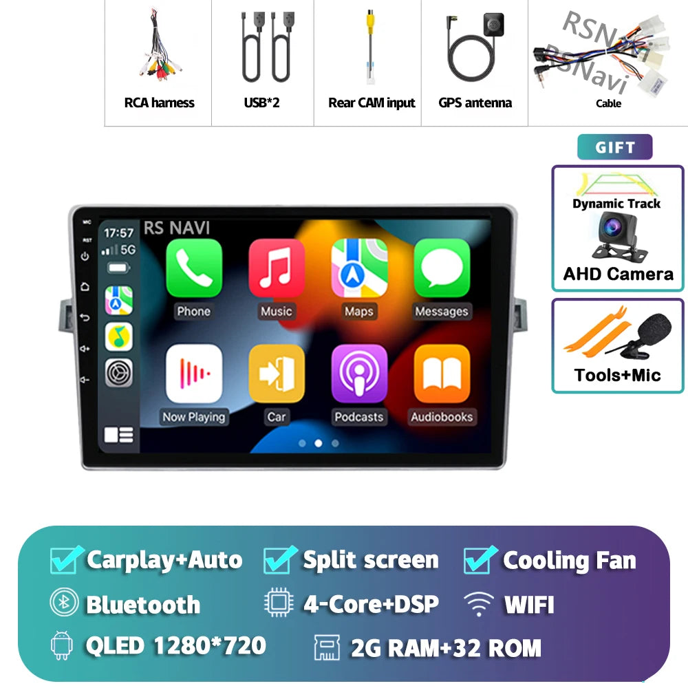 Android 14 Car radio Navigation Multimedia Player For Toyota Verso 2010 2011 2012 2013 2014 2015 2016 Carplay Auto Stereo video