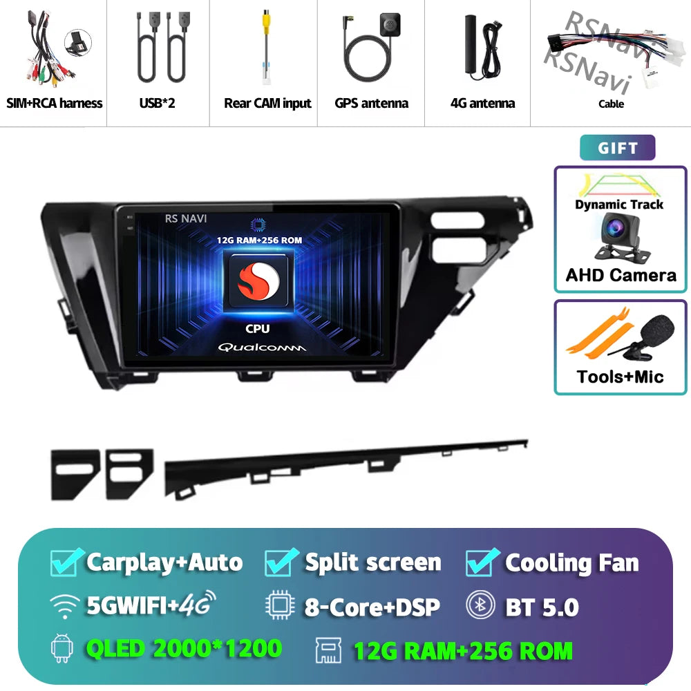 Android 14 Carplay Auto Car Radio For Toyota Camry 8 XV 70 2017 2018 2019 2020 Navigation Video Player Multimedia Stereo DSP GPS