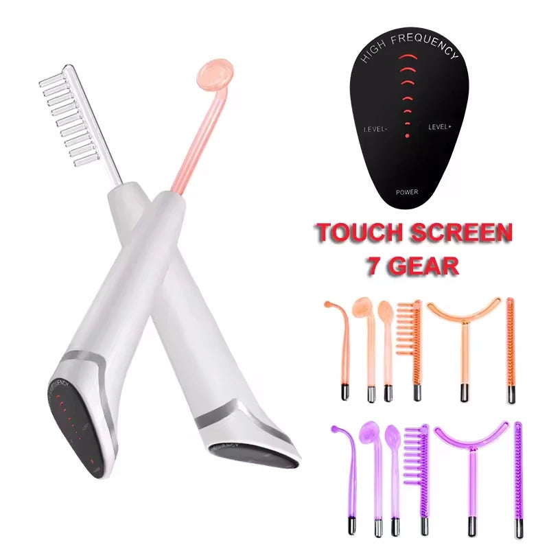 6 IN 1 High Frequency Electrode Wand w/Neon Electrotherapy Glass Tube Spot Acne Remover Skin Care Face Hair Salon Beauty Device